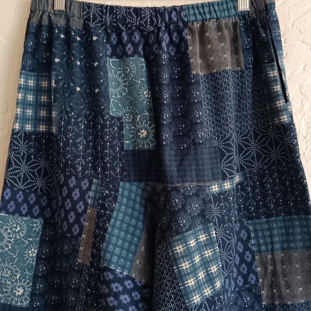 Patchwork Print Harem Pants Medium Men Blue Multi… - image 6